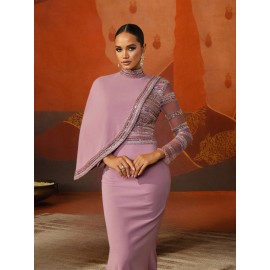 Women's Elegant Formal Evening gown - Long Formal Party Dress in Lavender Pink, A-Line Silhouette with flared Hem, Perfect for Weddings, Galas, Proms - Luxury Evening Wear for Women