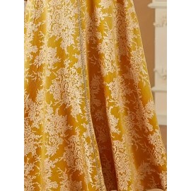 [Vintage Maxi Dress] Vintage-Inspired Elegant Maxi Dress | V-Neck, Long Sleeve, Floral Print, Loose Fit - Middle Eastern Embroidered Design for Vacation or Casual Wear