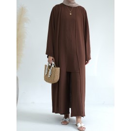A Three-Piece Suit (Jacket + Short-Sleeved Shirt + Pants), Muslim Dress Woman Open Abaya Femme Open Abaya Abaya Été Abaya Femme Women Abaya Muslim Dress Robe Été Abaya Femme