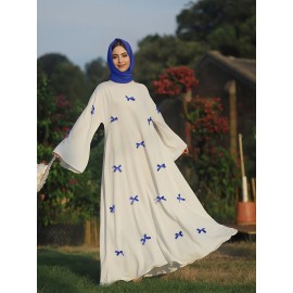 [Butterfly Bow Abayas Set] Elegant Butterfly Bow Abayas Set - Long Robe Dress and Headscarf