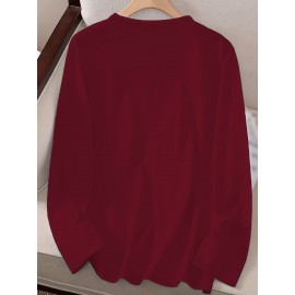 Women'S Long Sleeve Crew Neck T-Shirt with 