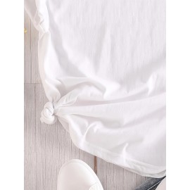 Women's Casual Graphic Print T-Shirt - Short Sleeve Crew Neck, Summer & Spring Essential, White with Palm Tree Design, Machine Washable, Medium Stretch Fabric, Relaxed Fit Top | Vacation Style Shirt | Nontransparent Material