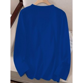 Women's Casual Long Sleeve Crew Neck T-Shirt - Forest Graphic Print with Pine Trees & Bear Silhouette, Medium Stretch Machine-Washable Top for Spring/Fall, Regular Fit Nature-Inspired Casual Attire, Allseason Apparel, Mediumelastic Fabric