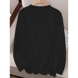 [Wolf Graphic Print Crew Neck Tee] 1pc Casual Wolf Graphic Print Long Sleeve Crew Neck T-Shirt - Polyester Top with Slight Stretch - Animal Pattern Pullover for All Seasons