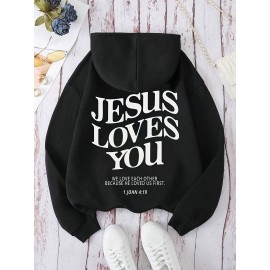 Women's Black Casual Hooded Sweatshirt with 