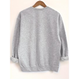 PSALMS 91 Letter Print Long Sleeve Sweatshirt - Women's Fashion Casual Sweatshirt with Knit Fabric and Round Neckline