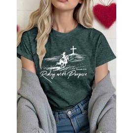 [Inspirational T-Shirt] Comfortable Polyester Women's Inspirational Christian T-Shirt | 